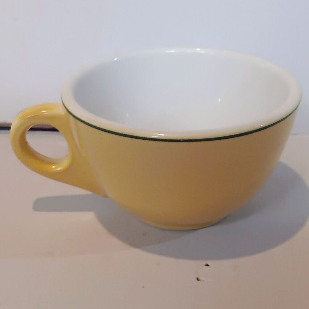 Vtg Homer Laughlin Best China Coffee Cup-Resturant Ware-Yellow-Green-6 oz-1969